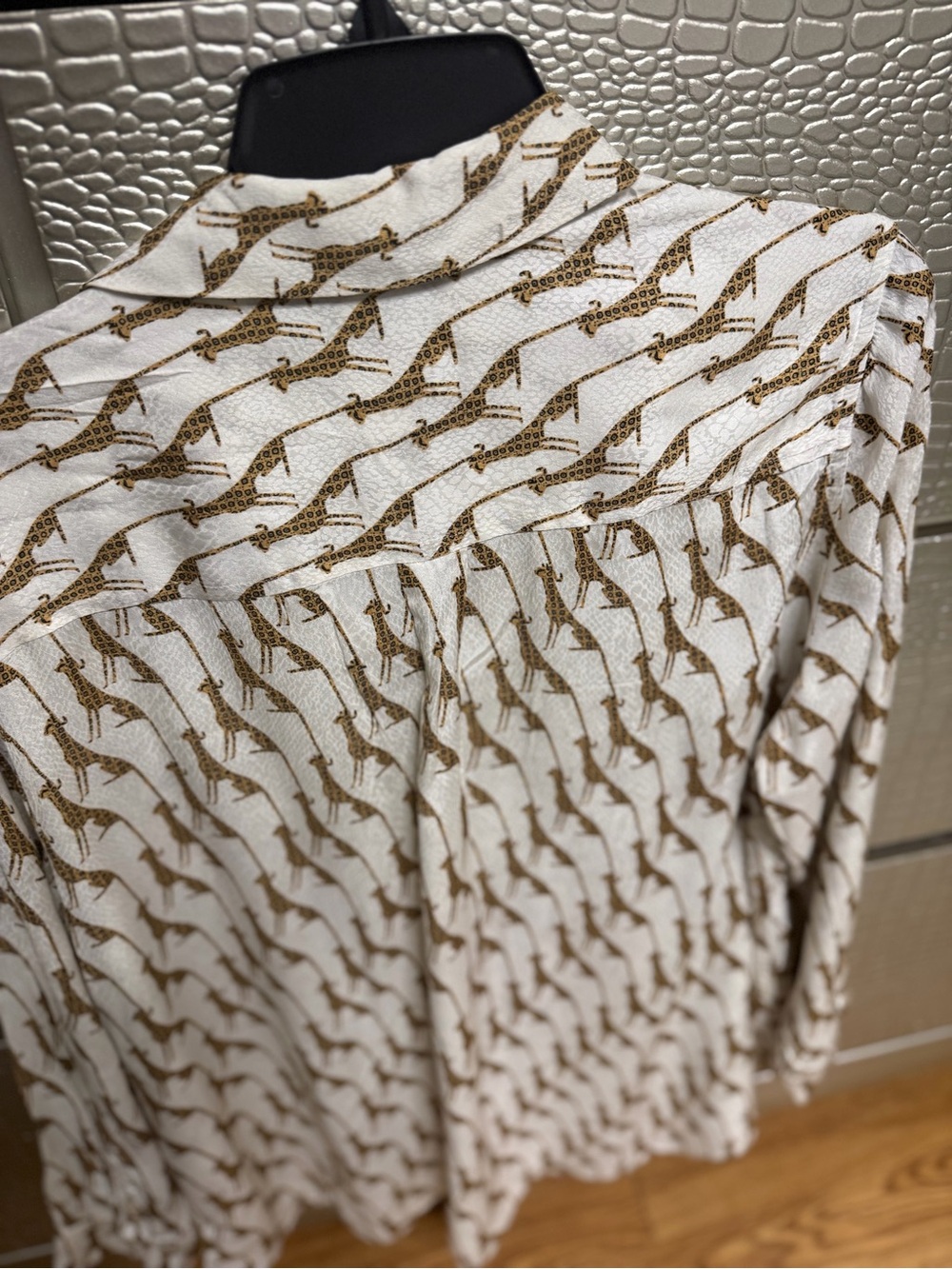 Chico's Cream Blouse with Brown Giraffe Print - Picture 5 of 9